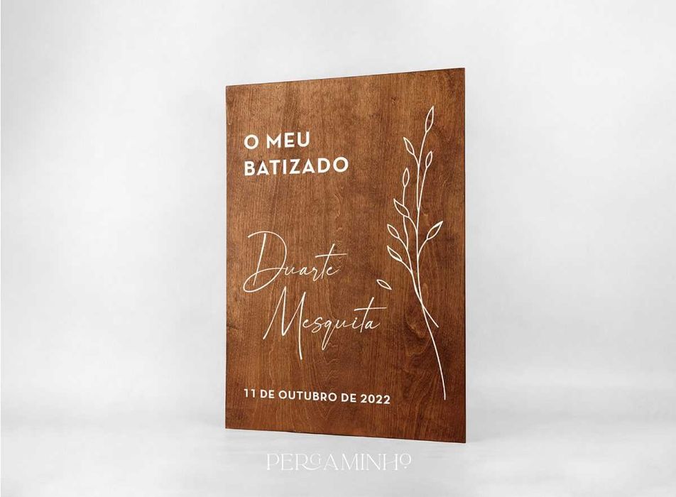 Placa de Boas-Vindas em Madeira – Floral