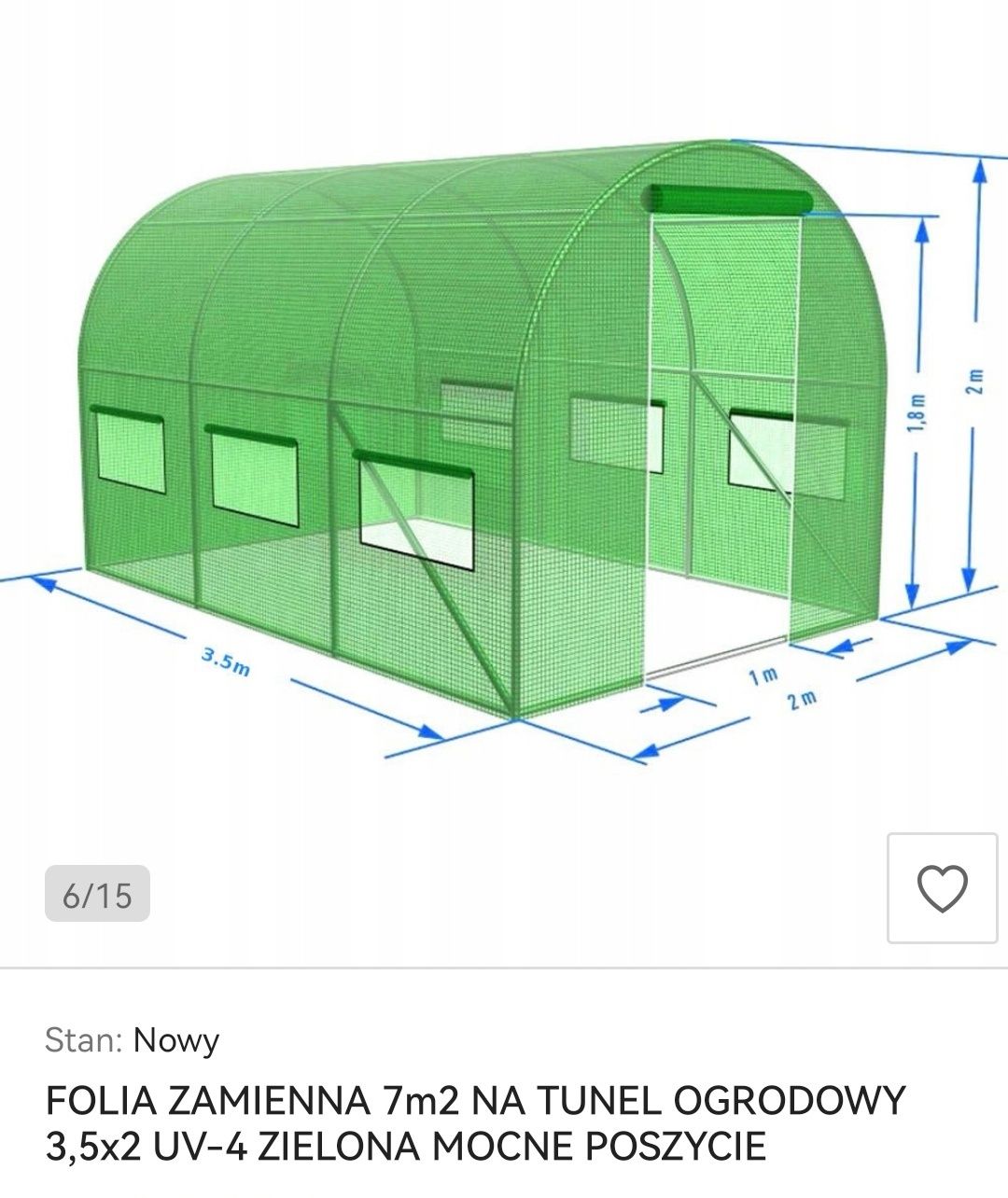 Folia na tunel ogrodowy folia  3,5x2m 7m2