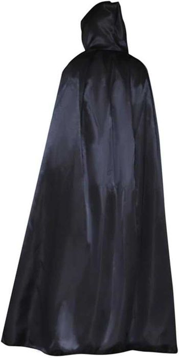 Peleryna z kapturem czarna, dł. 130 cm Halloween Cosplay