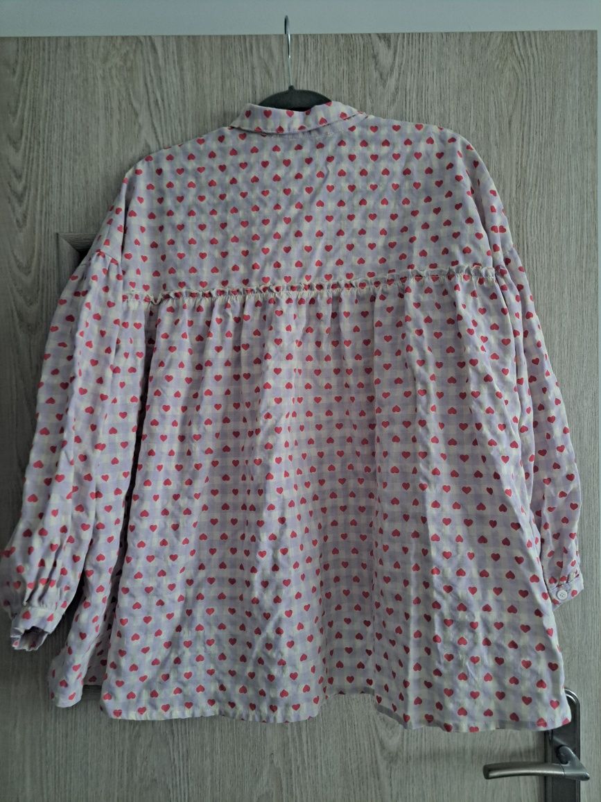Koszula damska Wiya lilia fiolet serduszka plus size XXL 46 48
