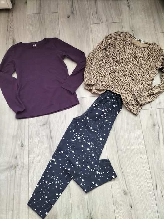 Komplet dwie bluzki i leginsy 122-128 rozmiar