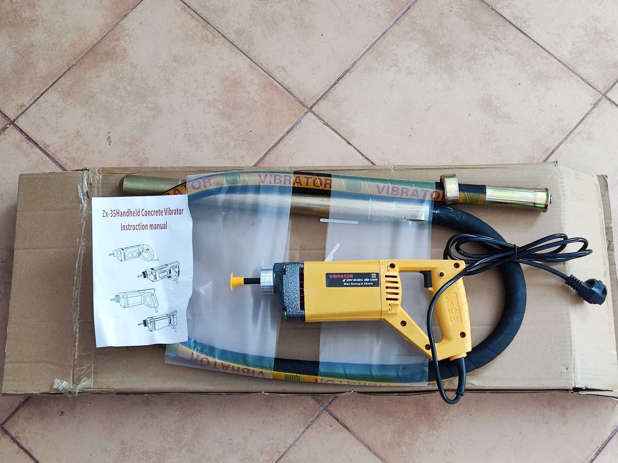 Vibrador de Betao Eletrico Obra Portatil 2M 1300W