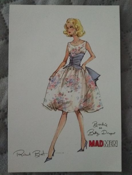 Poster postal Madmen barbie as Betty Draper coleccionável merchandise