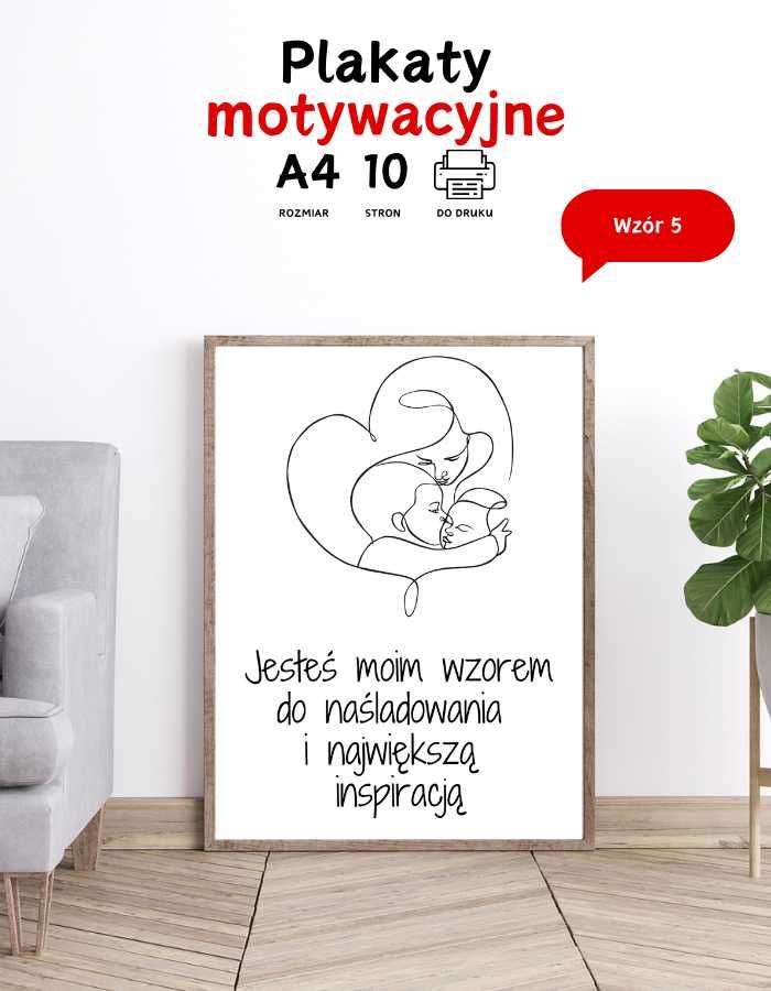 Plakaty dla Mamy, prezent na urodziny, imieniny Line ART A4 do druku