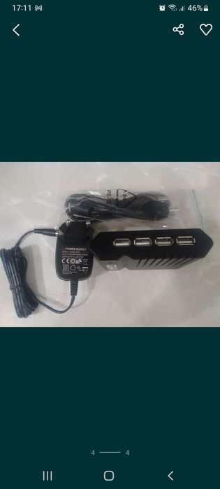 USB hub 4-х портовий Хаб з блоком живлення STLab (U-181 Black)