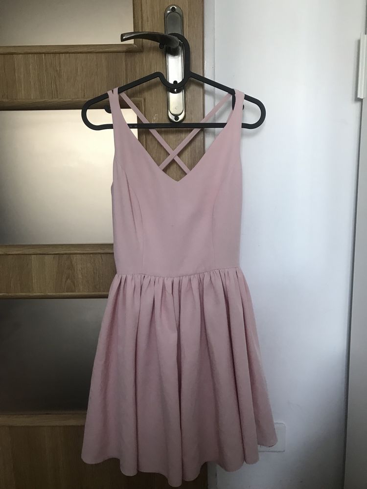różowa sukienka komers wesele XS