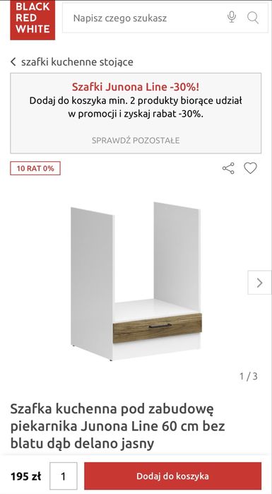 Szafka kuchenna pod zabudowę piekarnika