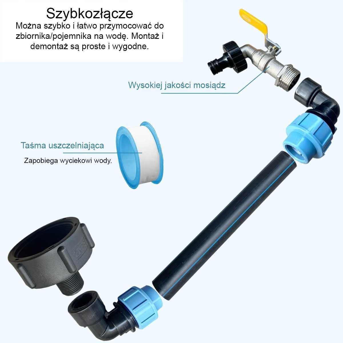IBC Kran odpływowy typu „gęsia szyja” 3/4 cala Adapter IBC S60