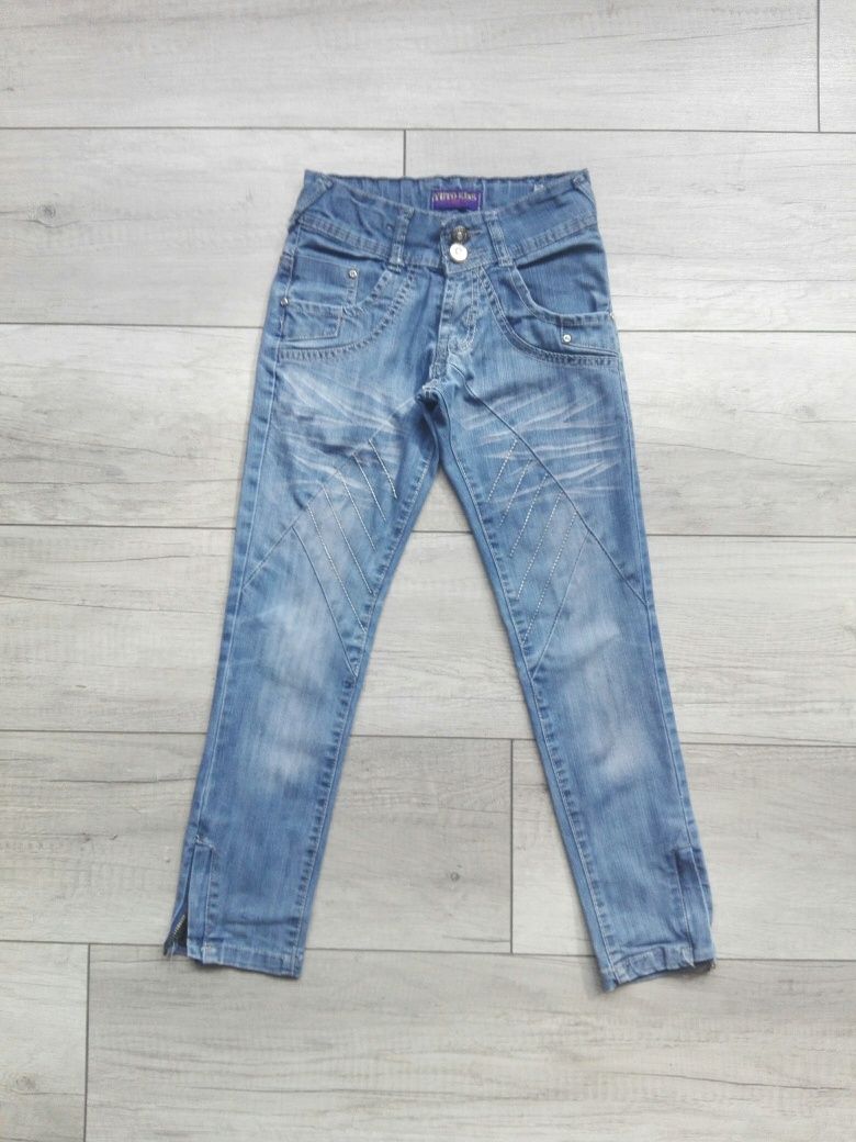 Spodnie jeans zamki przy nogawkach rozm 134