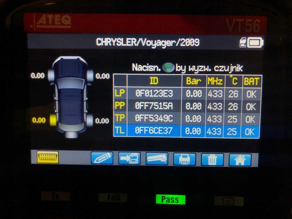 4x czujniki ciśnienia TPMS CHRYSLER GRAND VOYAGER 68001.698AB