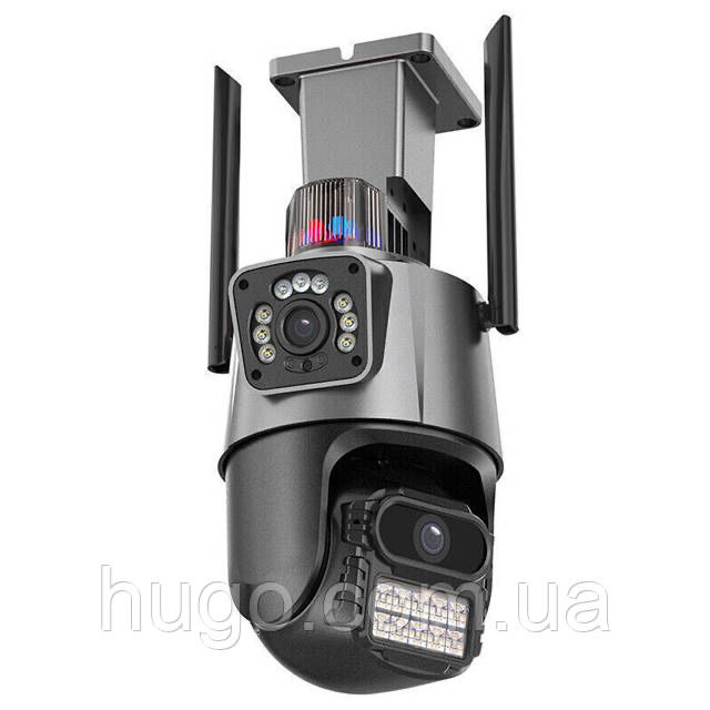 Вулична охоронна WIFI камера відеоспостереження Dual Lens 8MP
