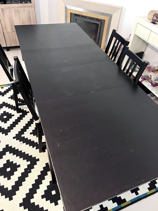 Mesa extensível, castanho escuro, 140/220x85 cm