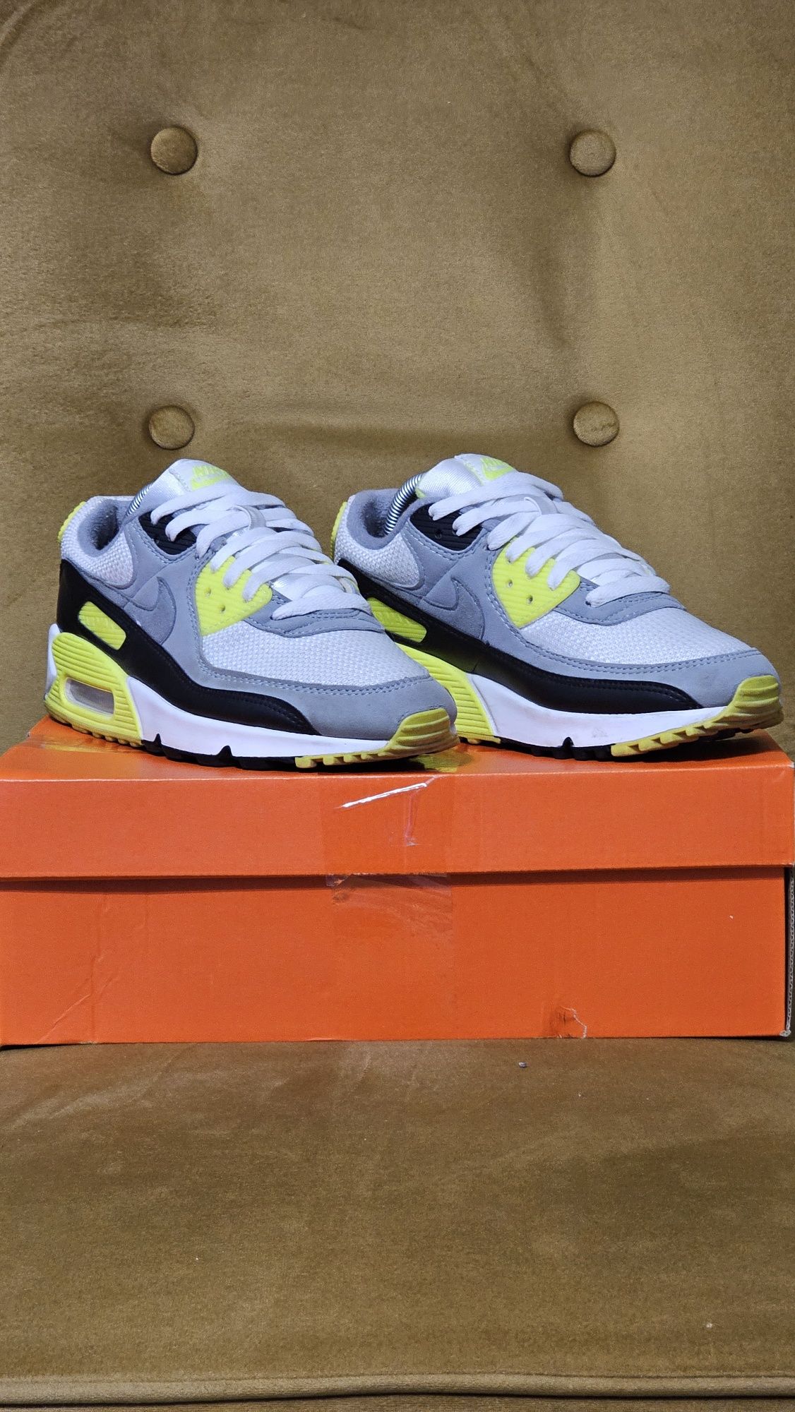 Nike Air Max 90 White Particle Grey Volt R41/26