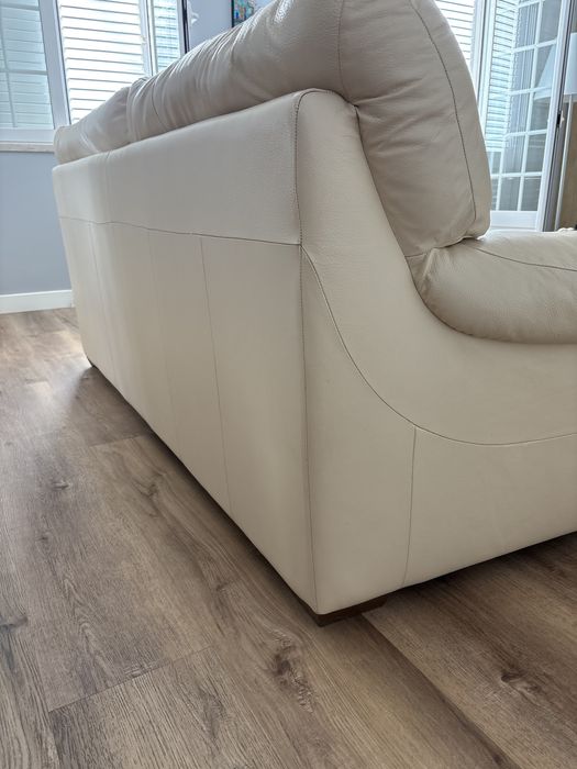 Sofá de pele 3 lugares beje Divani & Divani