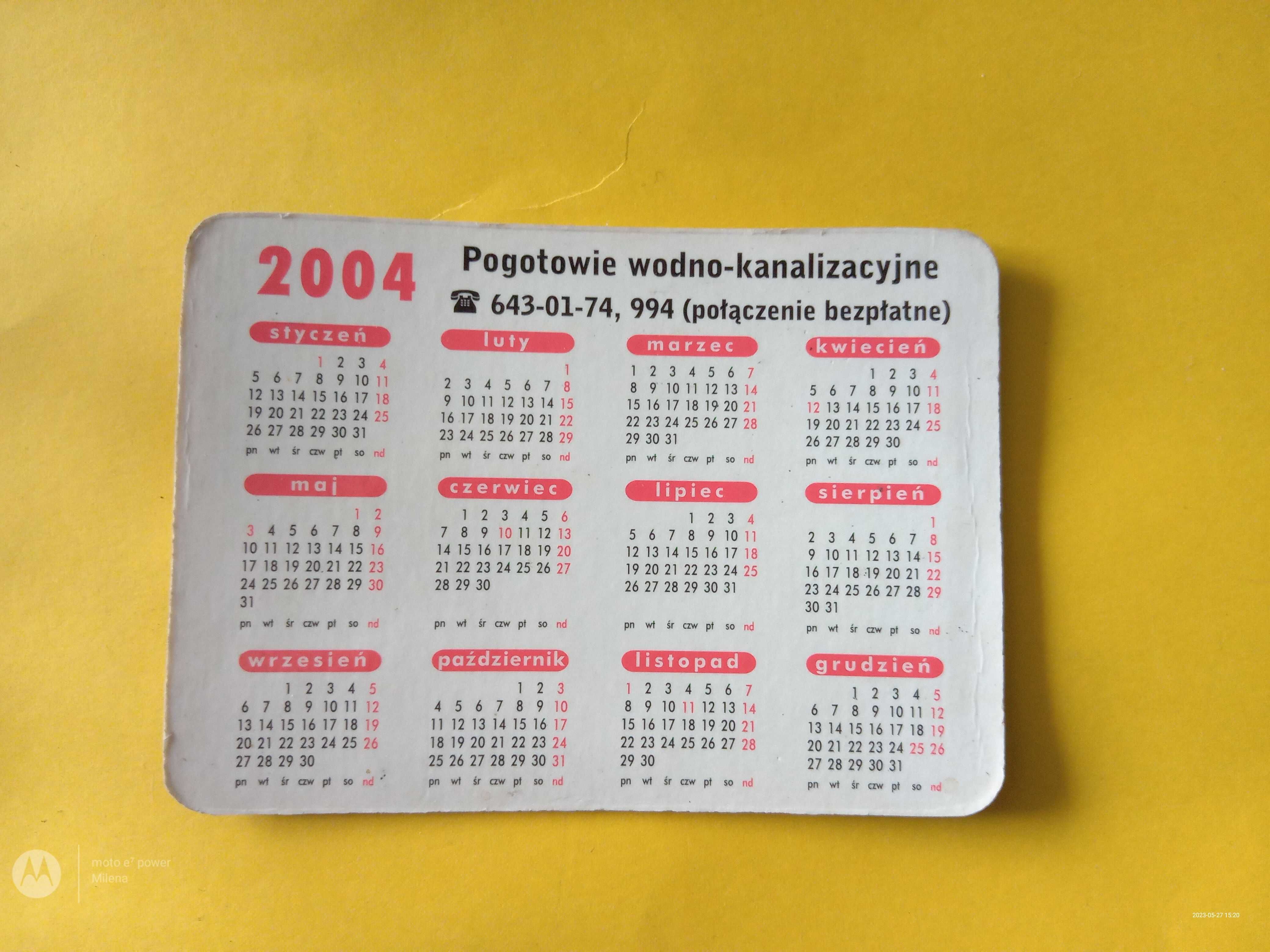 Sprzedam kalendarzyk z 2004, 2007, 2010, 2011, 2012 i 2016 r. i inne