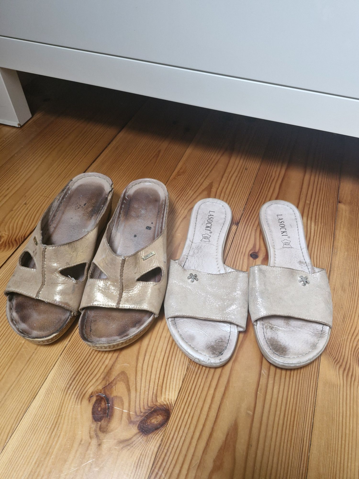 Skórzane klapki lasocki rozmiar 39