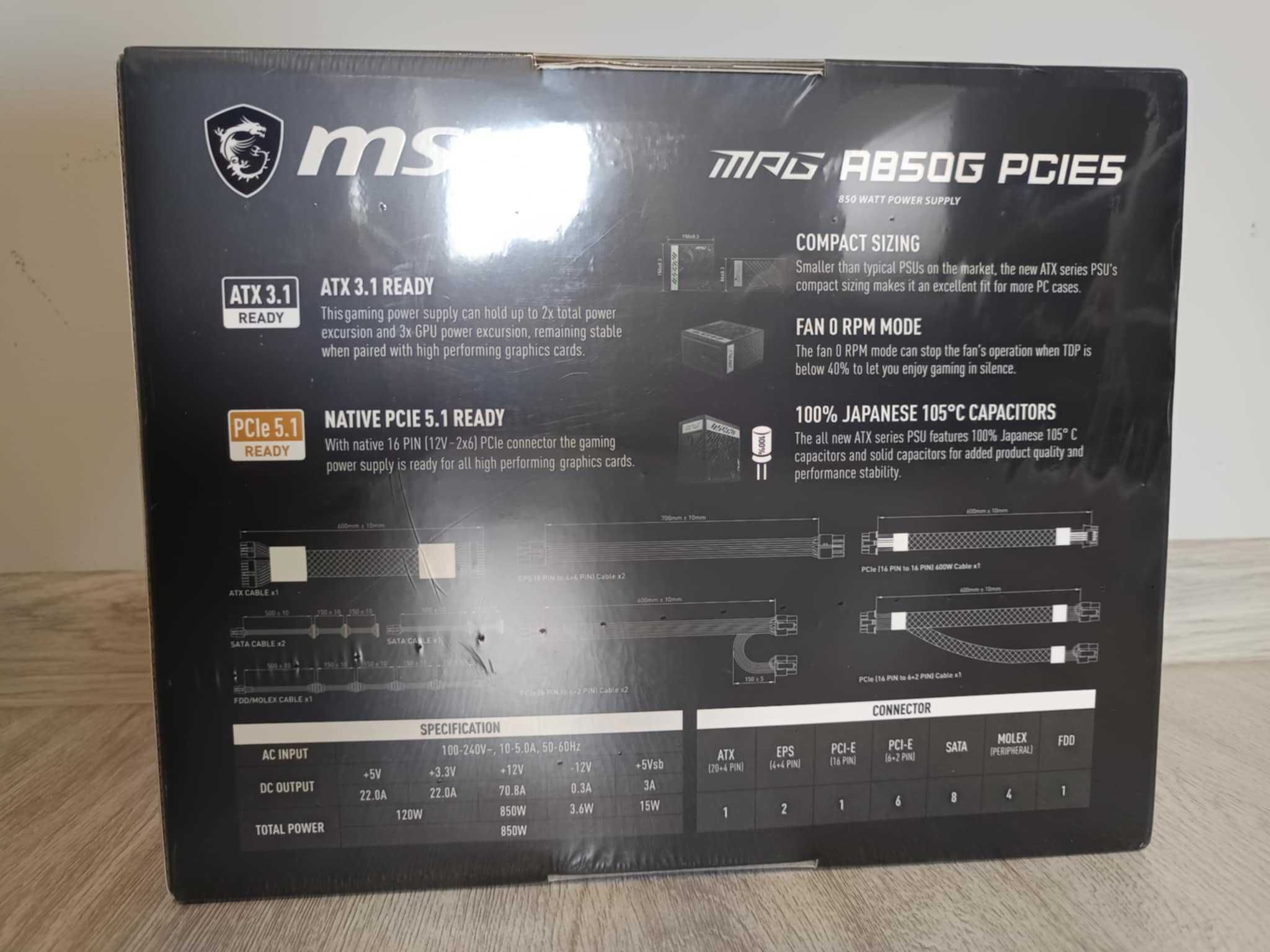 Zasilacz MSI MPG A850G PCIE5