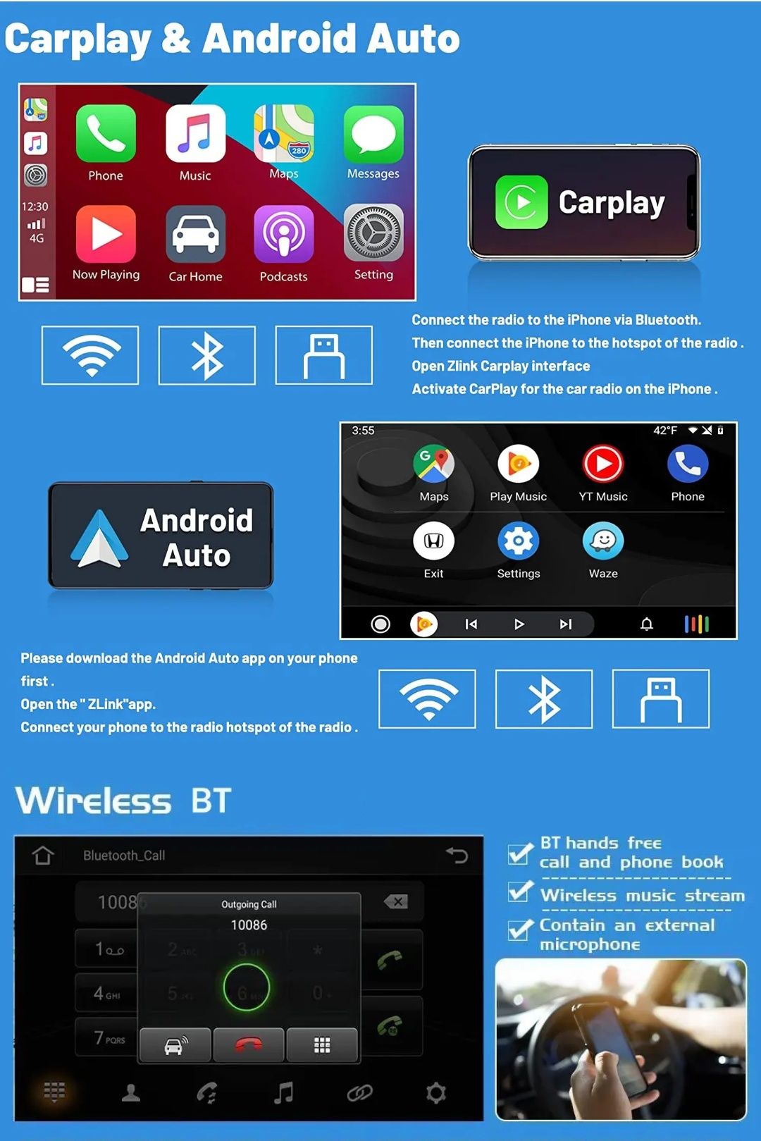 Rádio 9" Fiat 500 Abarth 2007-15 CARPLAY Android Auto GPS wifi 4/64GB