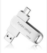 Metalowa obrotowa pamięć flash USB o pojemności 128 GB, ultraszybka tr