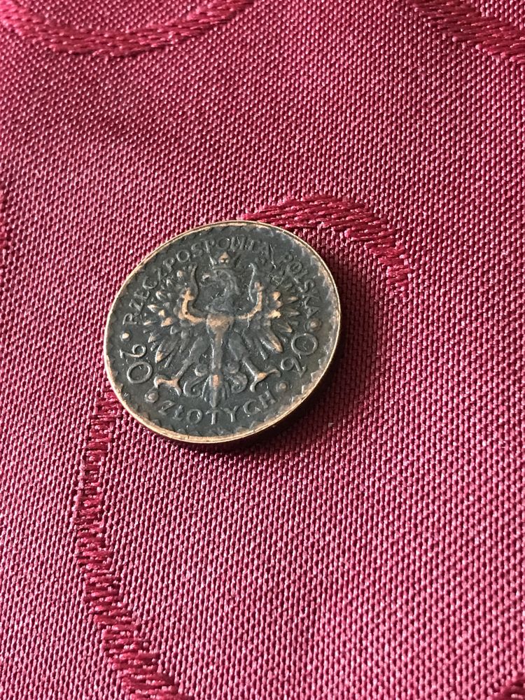 Медная монета 20 польских 1025-1925 год в отличном состоянии