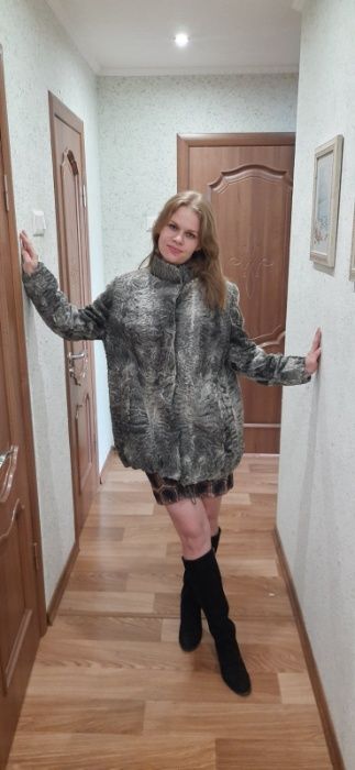 Шуба натуральна. Каракульча сірий сріблястий