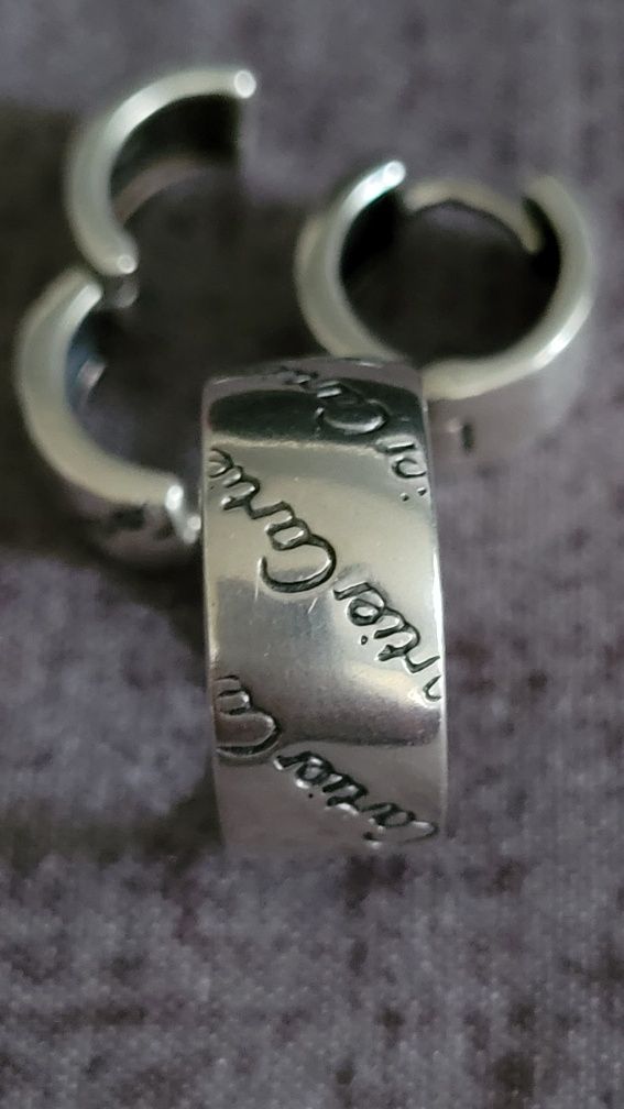 Серьги колечки серебро родированный Cartier