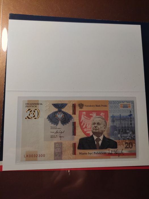 Banknot 20 zł Kaczyński radar, palindrom UNC