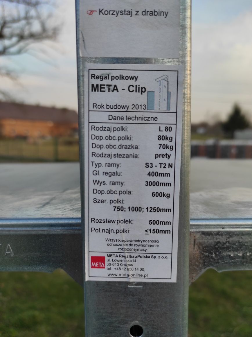 Regały półkowe stal ocynk. 3m, trzy rozmiary