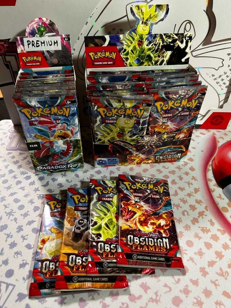 4x Booster Pack Obsidian Flames +1 Gratis Karty Pokemon-Premium REPACK