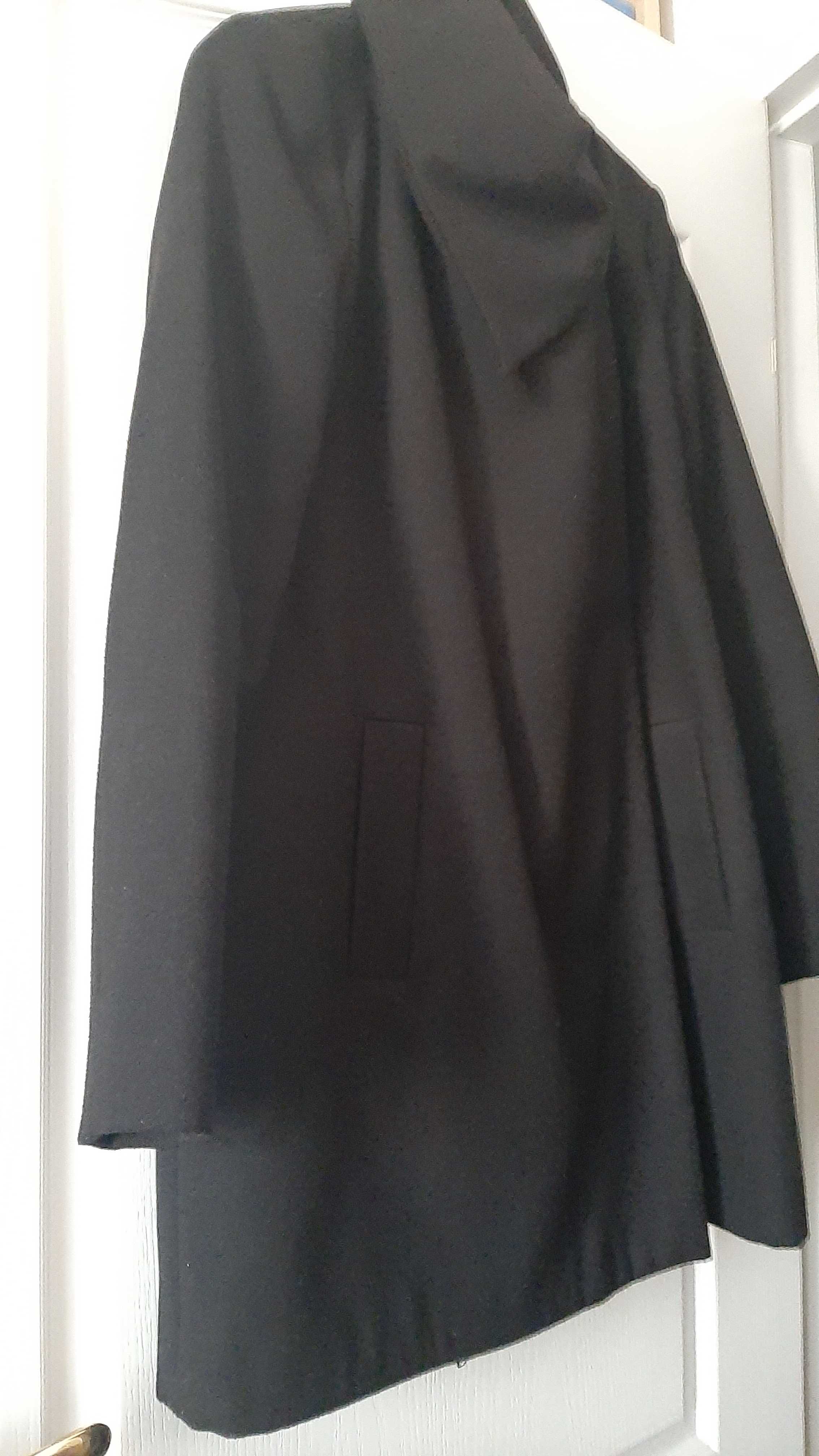 Trapezowy elegancki czarny płaszcz do kolan r. S/M PRETTY GIRL METURA