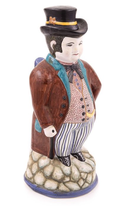 Jarro com tampa- escultura masculina em faiança de Coimbra