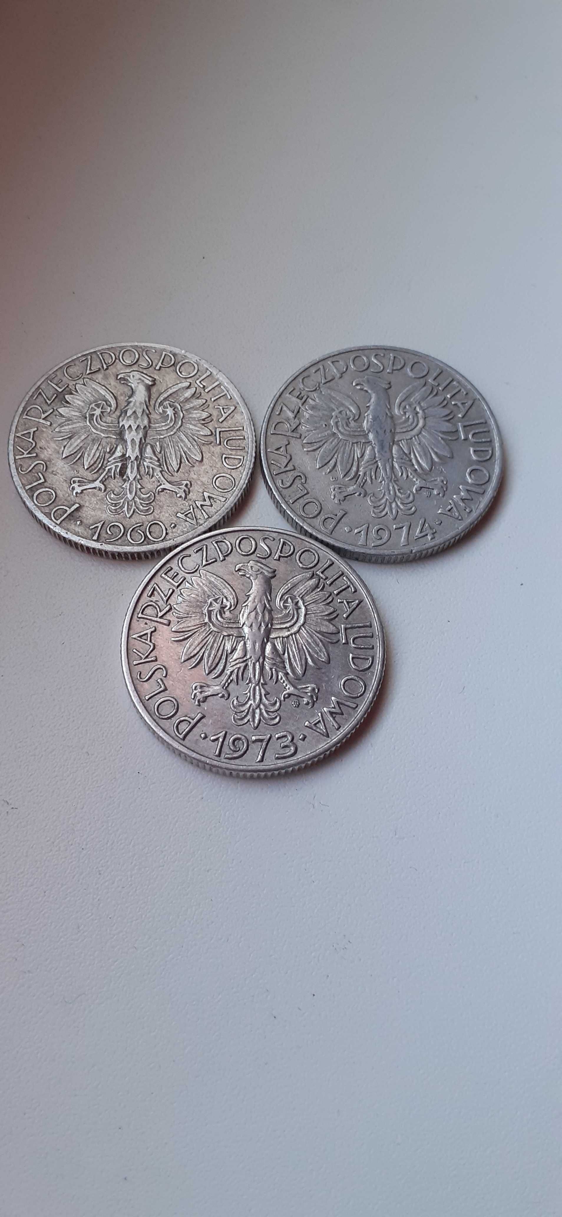 Monety 5 zł. Rybak 1960,1973, 1974 rok .