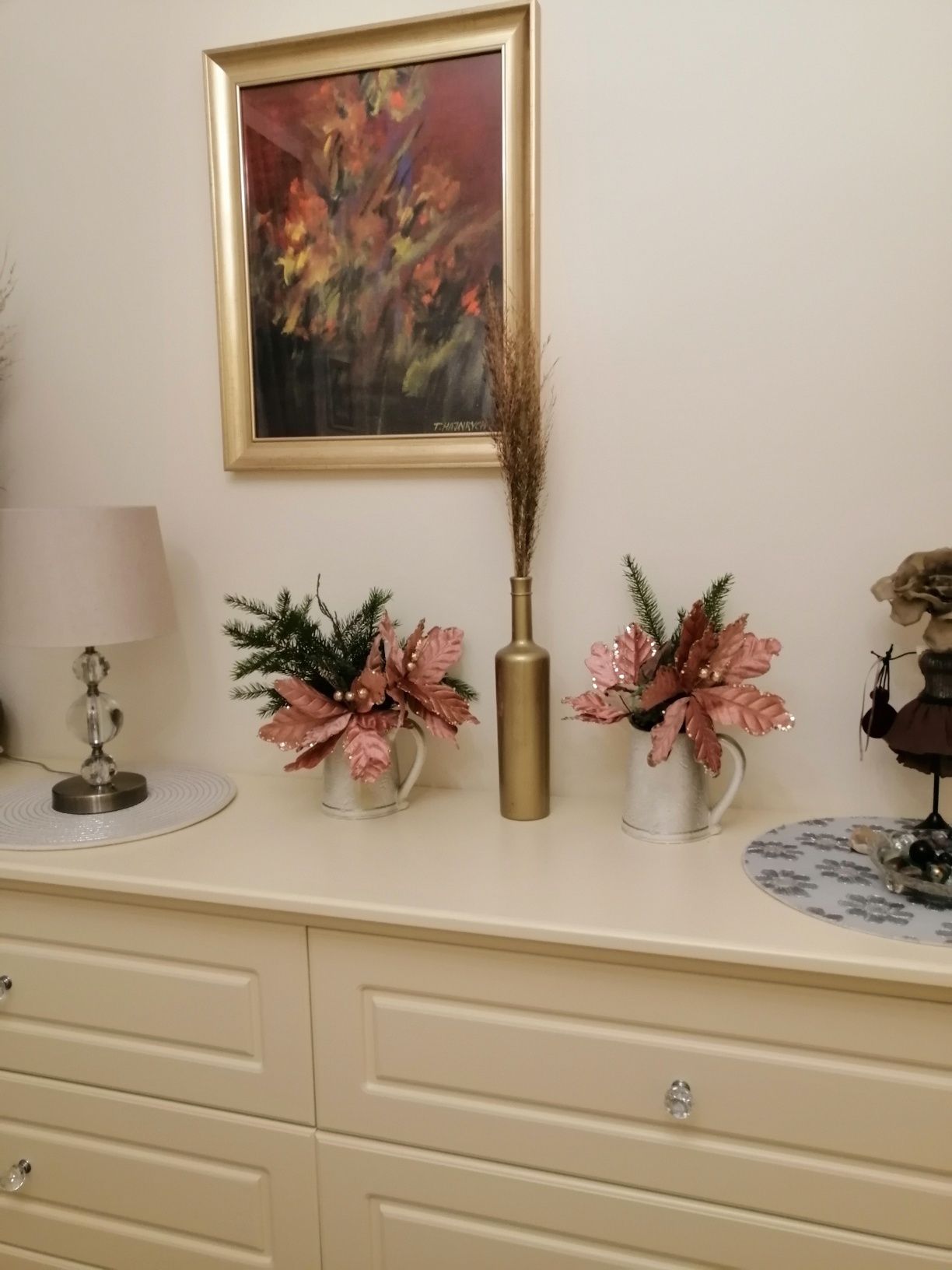 Kwiaty ozdobne z motywem świątecznym 3 sztuki