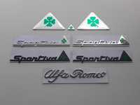 Emblemas Alfa Romeo Trevos Quadrifoglio Verde e centros de jante