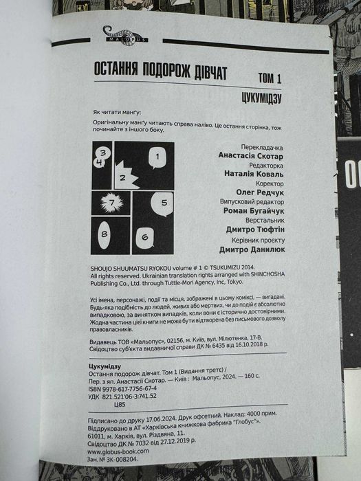 Манга Остання Подорож Дівчат Том 1-6 Повний комплект
