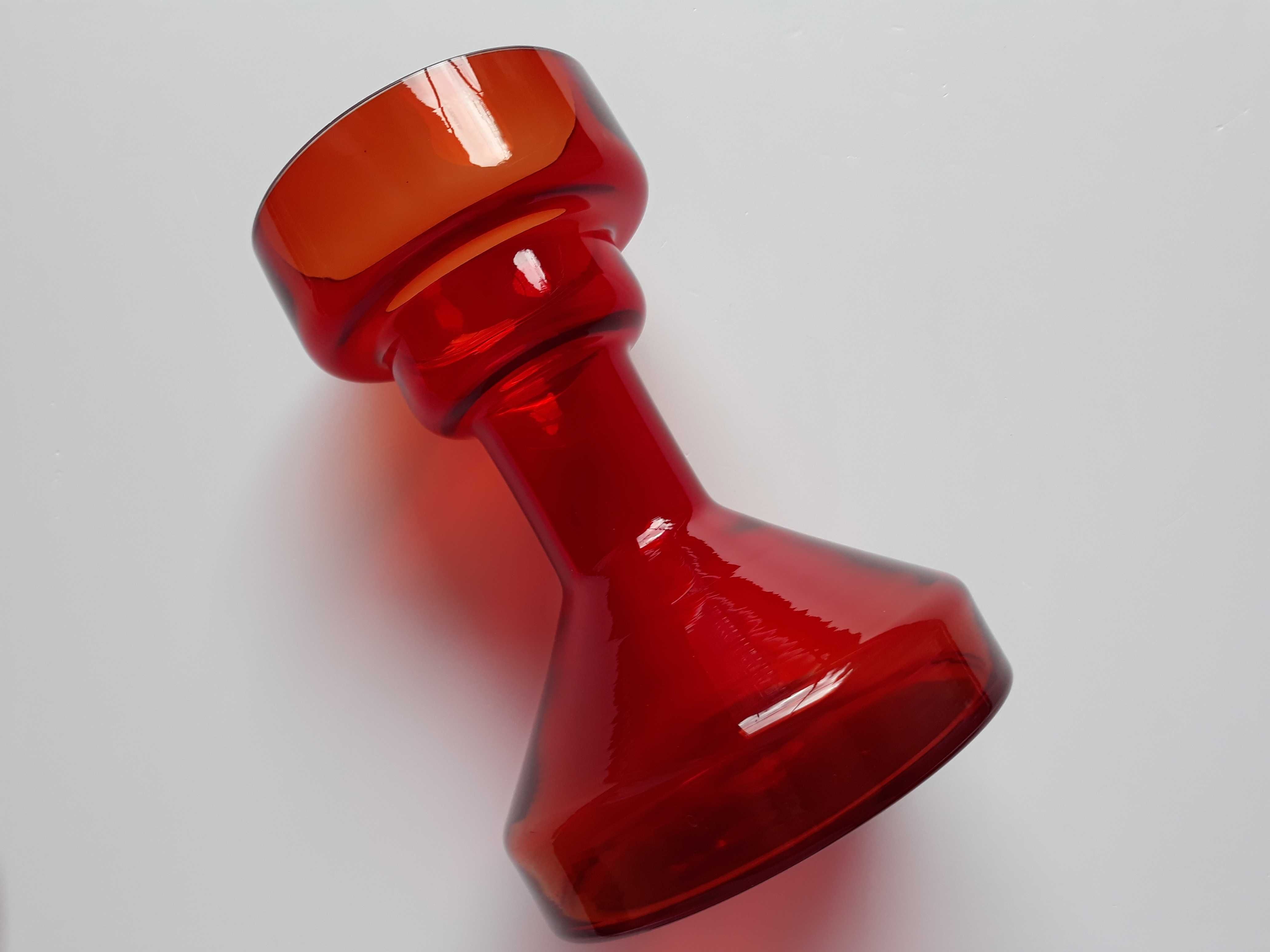 Świecznik (ok. 15,5 cm) , kolorowe szkło PRL