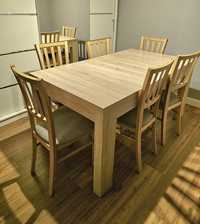 Stół + 6 krzeseł 160/210x90 rozkładany