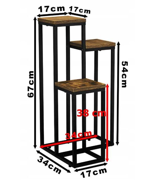 Kwietnik metalowy LOFT 3 Poziomy stojak na kwiaty w stylu rustykalnym