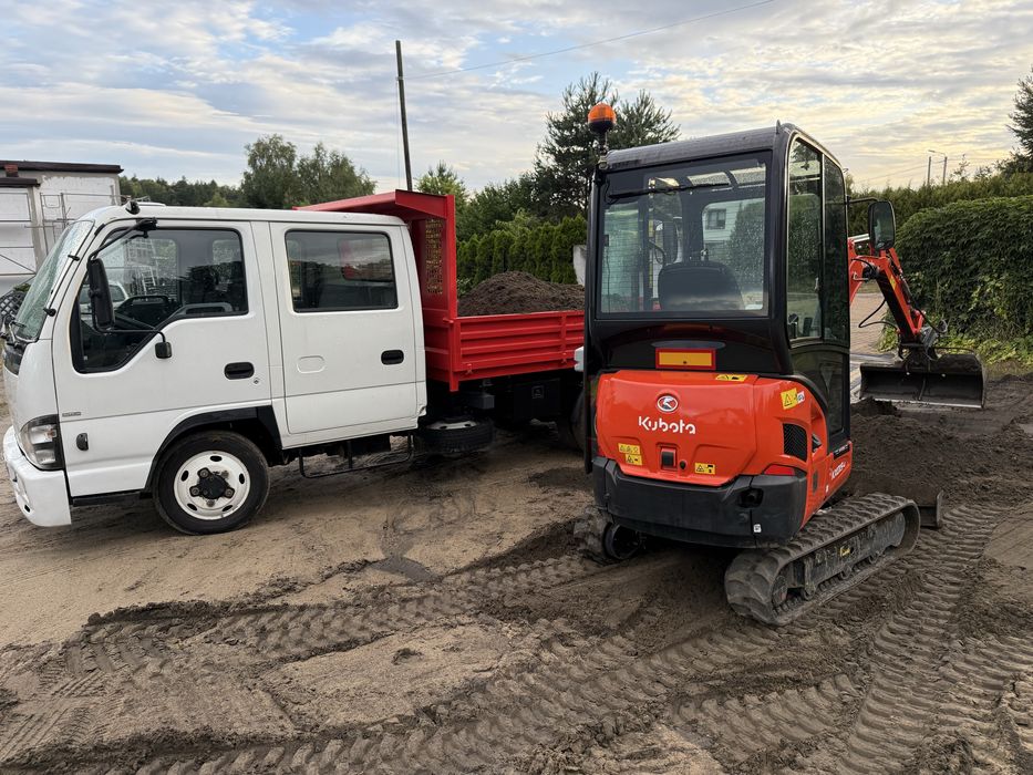 Wynajem mini koparki kubota bobcat przyczepka laweta