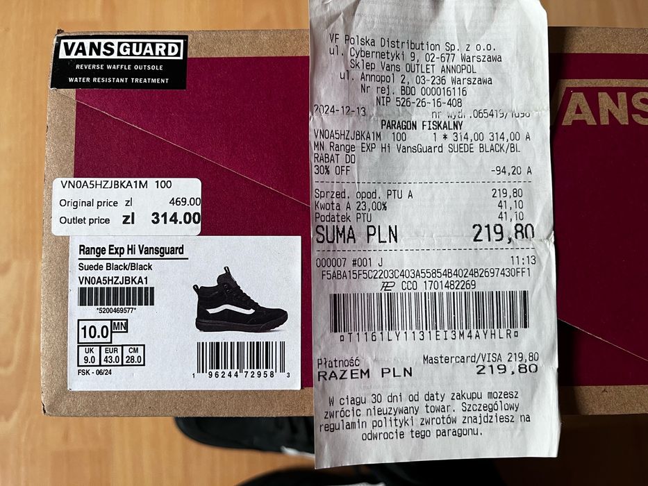 Buty Vans Range Exp Hi Vansguard, rozm. 43