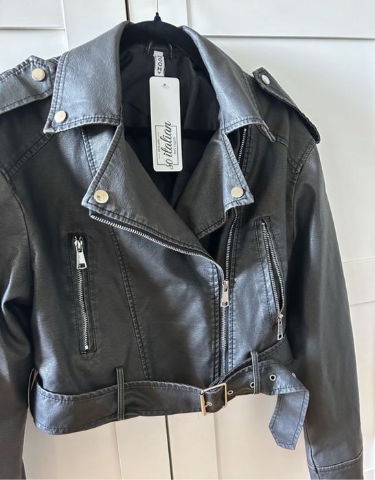 Piękna S/M/L kurtka skórzana damska skóra nowa ramoneska nowa