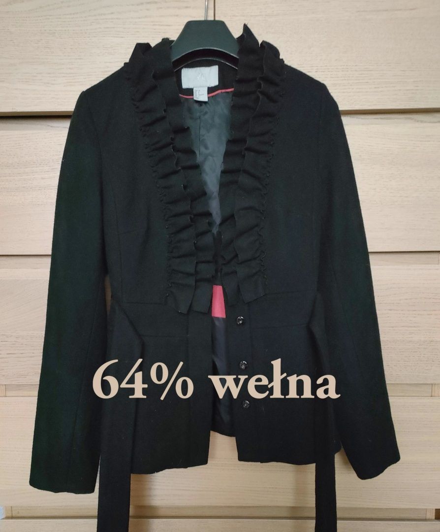 H&M wełniany płaszcz damski XS