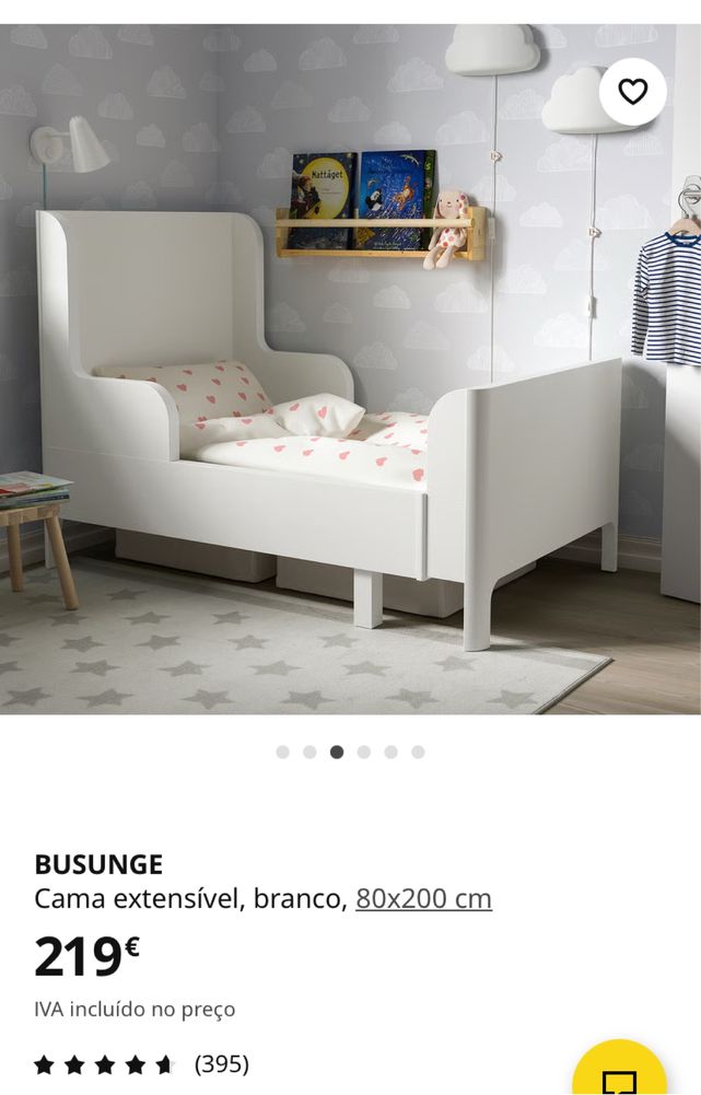 Cama extensivel Rosa 80x200cm