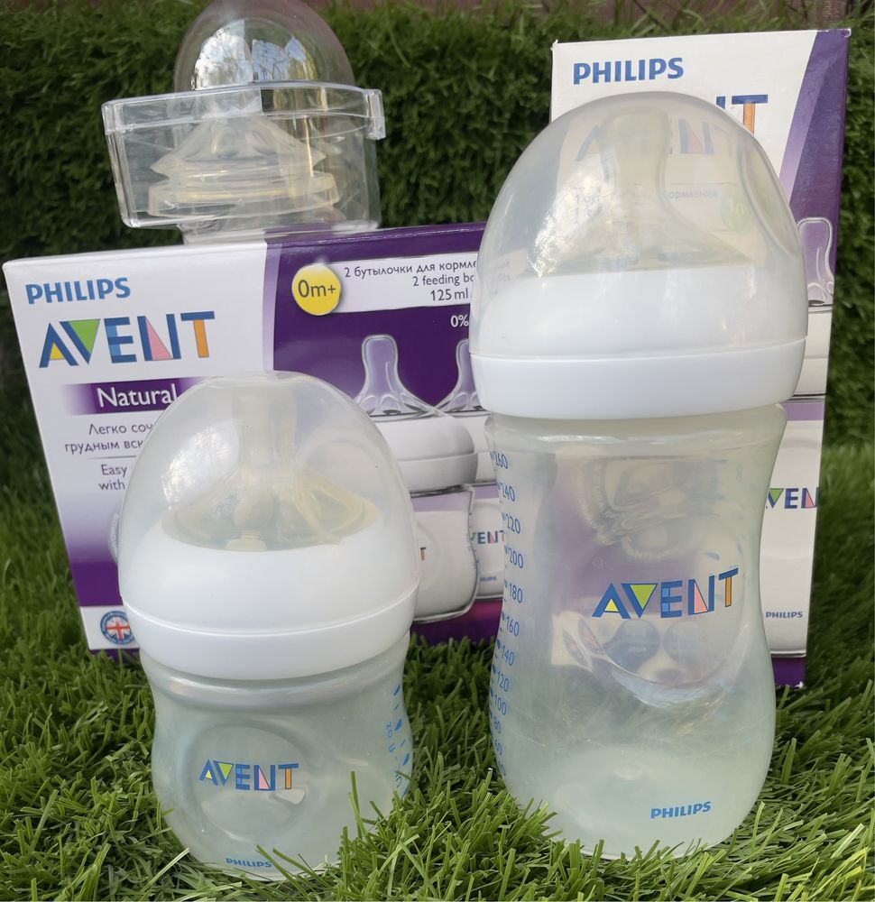 Бутылочки Avent Natural 125 и 260 мл с сосками 0+ и 1 сменная соска 6+