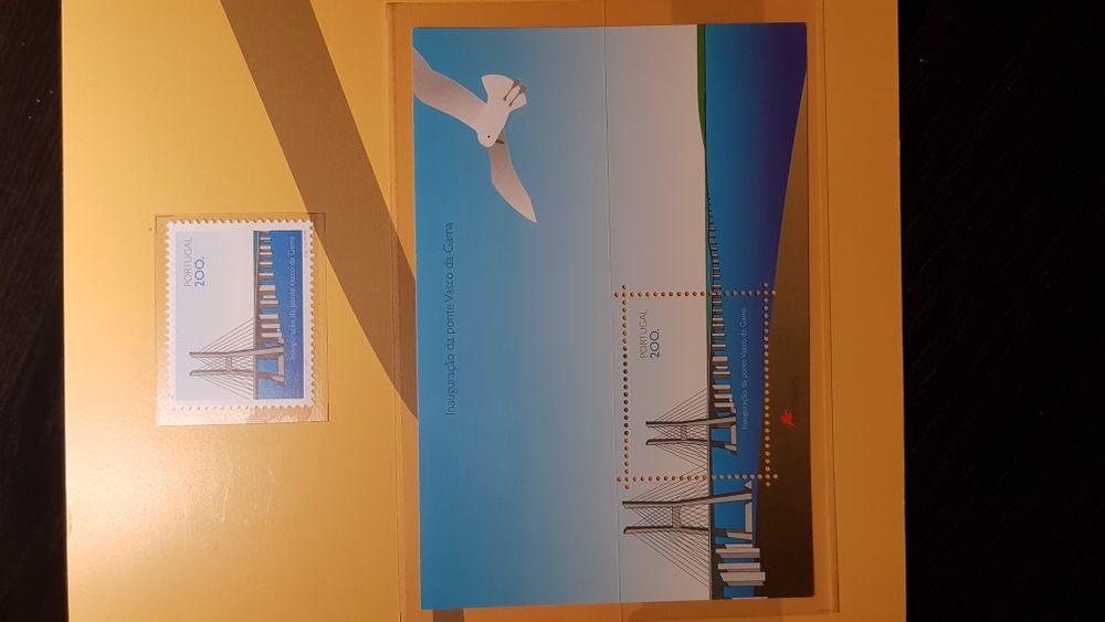 Pagela selos comemorativa Ponte Vasco da Gama-Estradas de ,Portugal