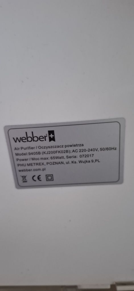 Oczyszczacz powietrza WEBBER AP9405B z nawilżaczem