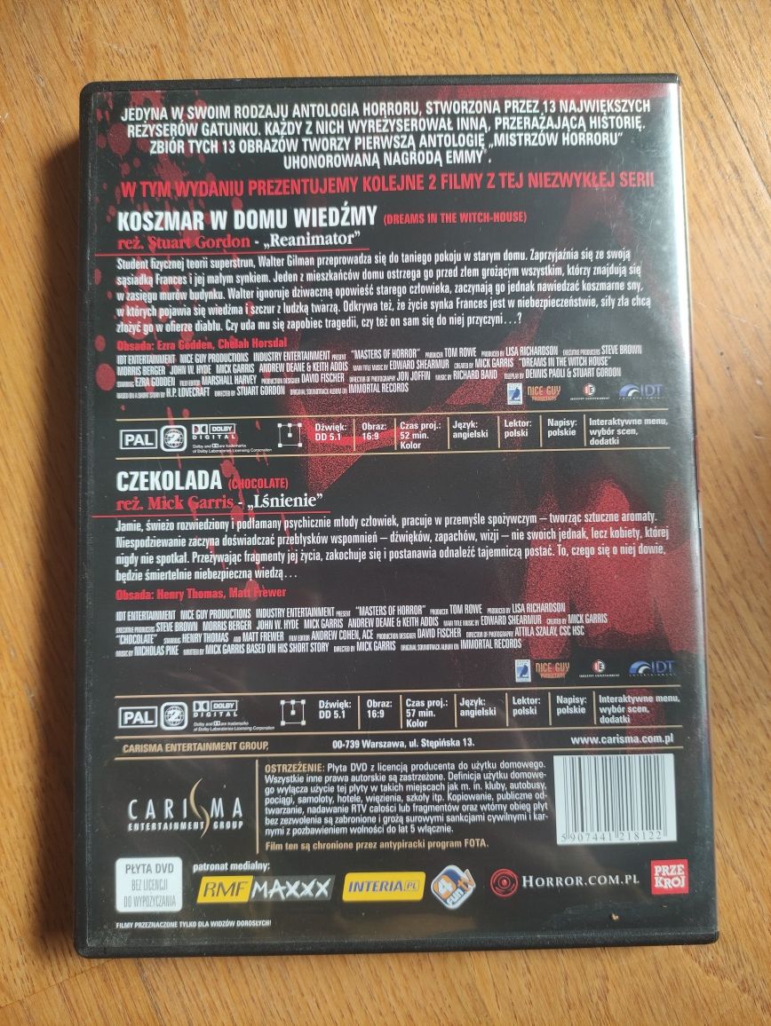 Mistrzowie horroru, koszmar w domu wiedźmy, czekolada filmy na dvd