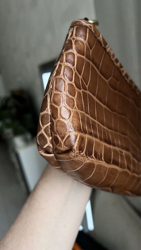 Винтажная сумка кожа крокодила коричневая coach crossbody crocodile