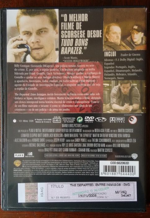 Filme DVD "The Departed: Entre Inimigos"