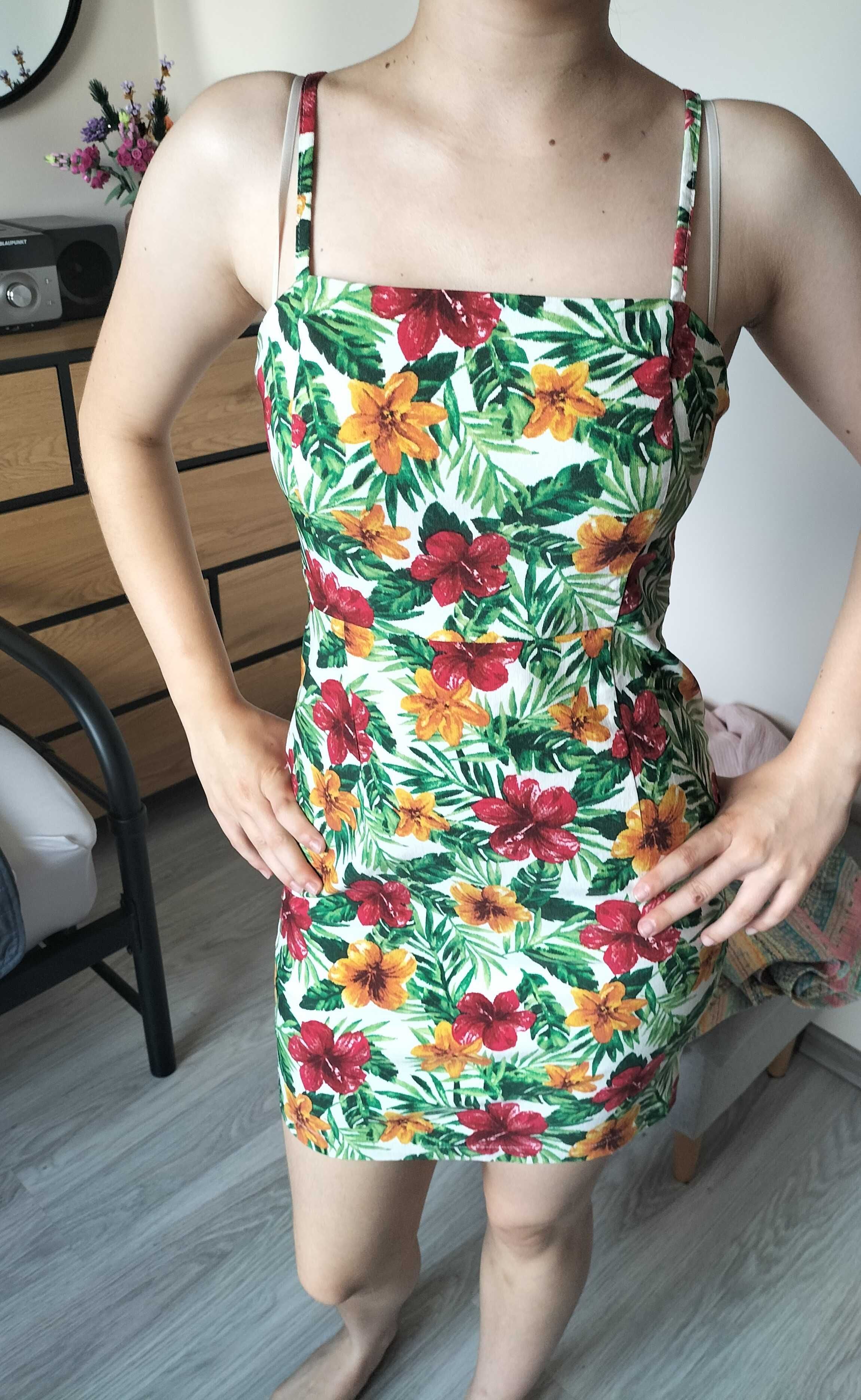 Sukienka mini Forever 21  rozm.S - na zamek w kwiaty